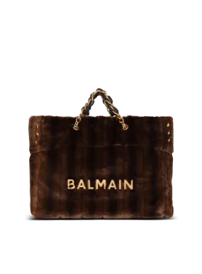 BALMAIN  Sac cabas 1945 soft en fausse-fourrure - Marron