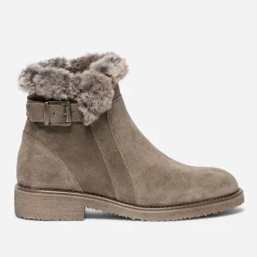 Boots taupe en cuir velours fourré - Boots / bottines Femme | ERAM