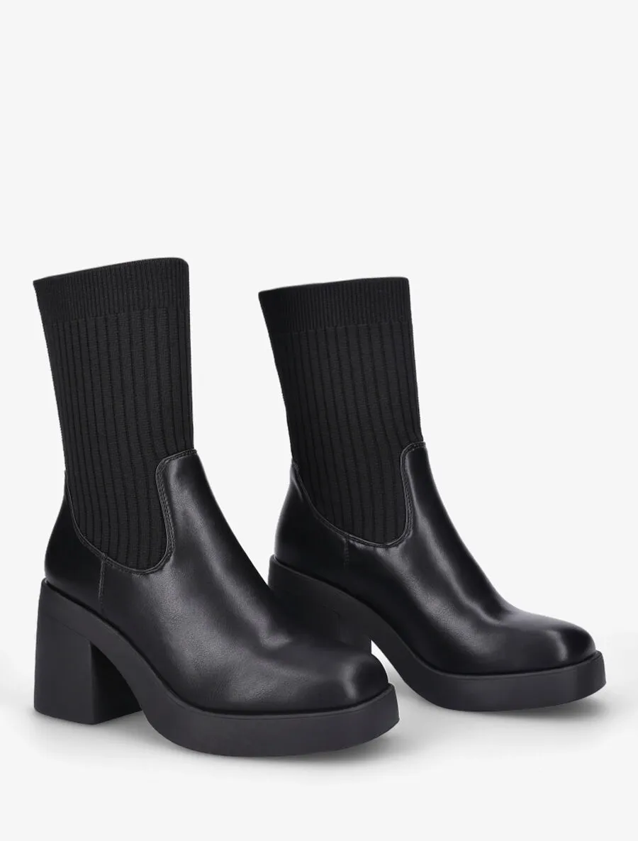 Bottines chaussettes à talon haut - Noir