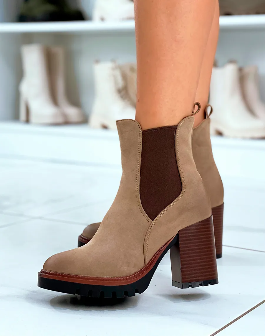 Bottines Chelsea taupe en suédine - Le chic intemporel à porter au quotidien