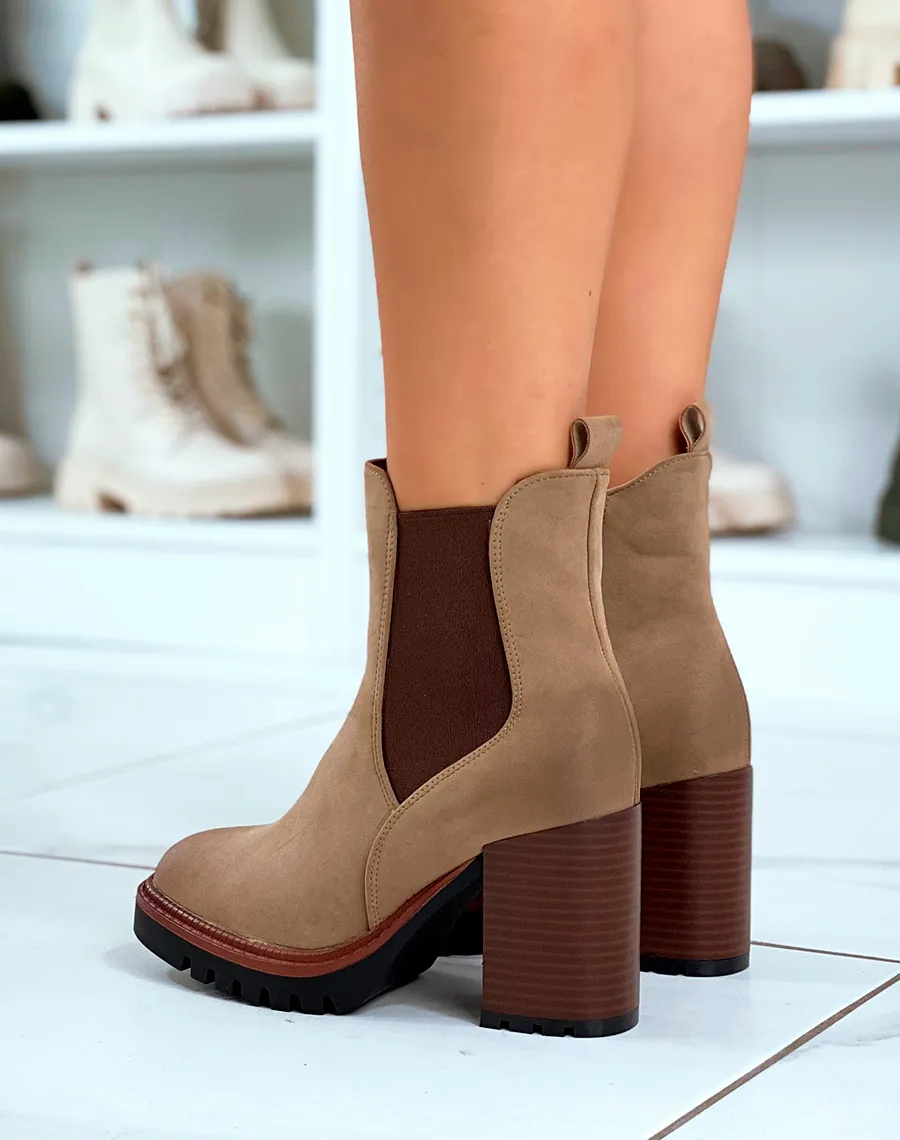 Bottines Chelsea taupe en suédine - Le chic intemporel à porter au quotidien