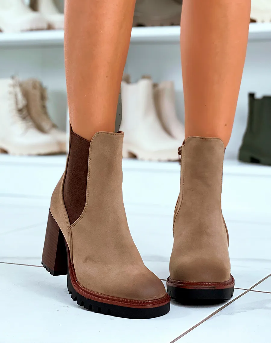 Bottines Chelsea taupe en suédine - Le chic intemporel à porter au quotidien