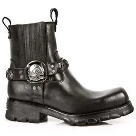 Bottines cuir biker New Rock M.7621-S1