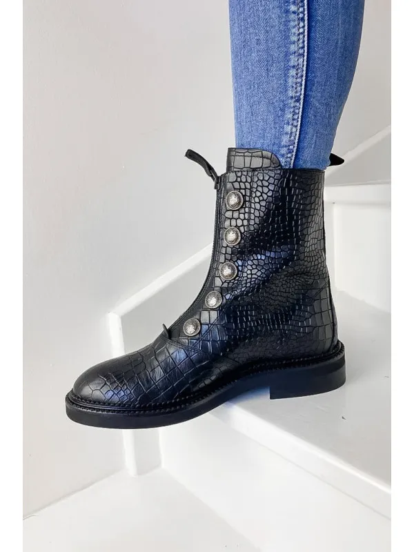 Bottines E320E5 Cocco Nero - Semerdjian