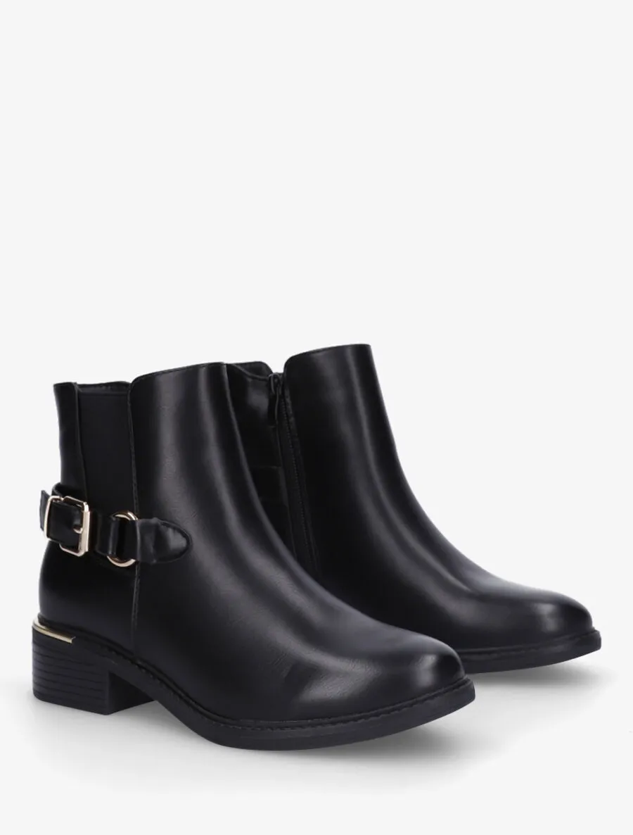 Bottines élastiquées et métal au talon - Noir