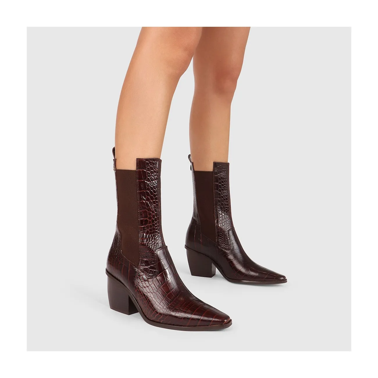 Bottines en cuir marron pour femme avec imprimé animalier | Chaussures femme LODI en ligne.