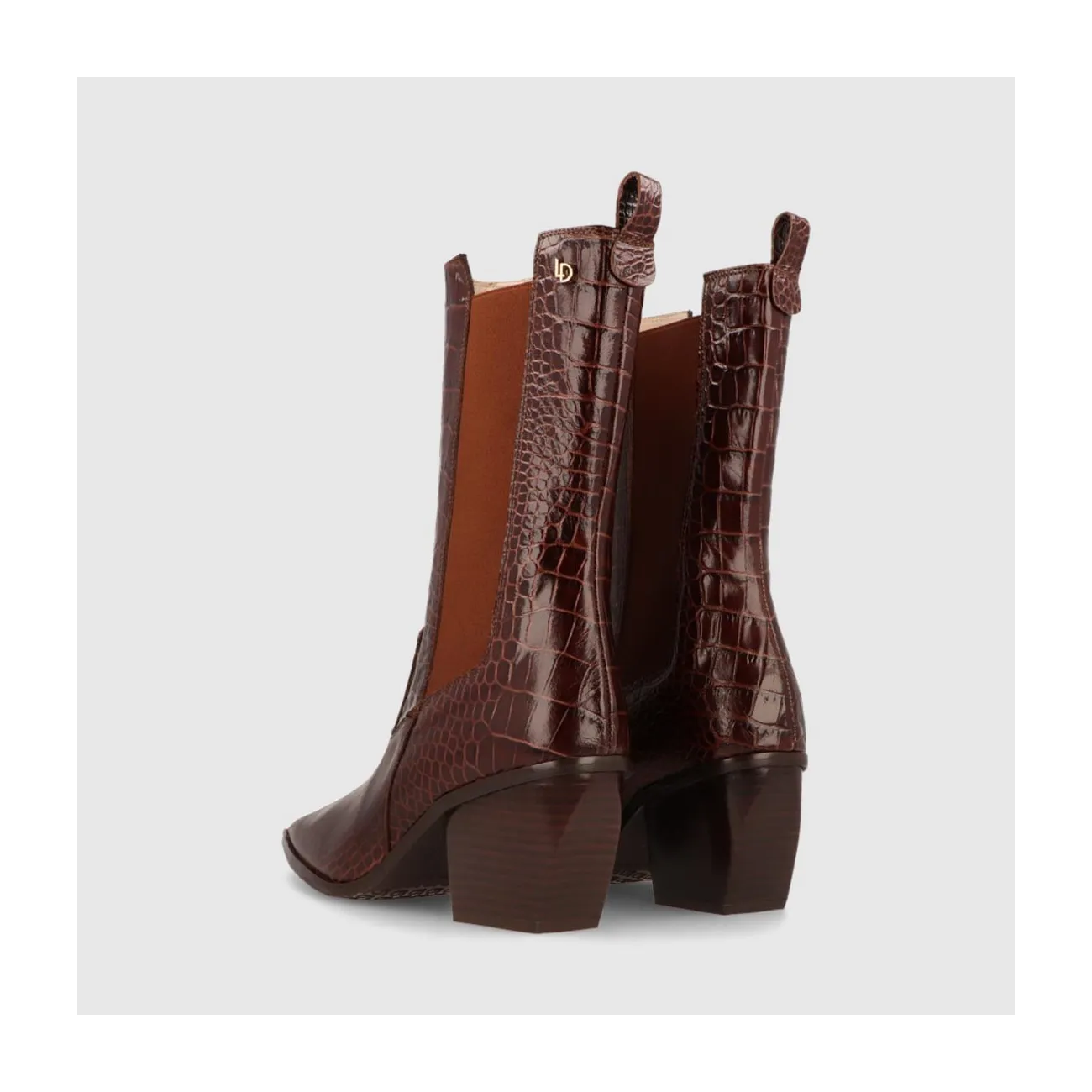 Bottines en cuir marron pour femme avec imprimé animalier | Chaussures femme LODI en ligne.