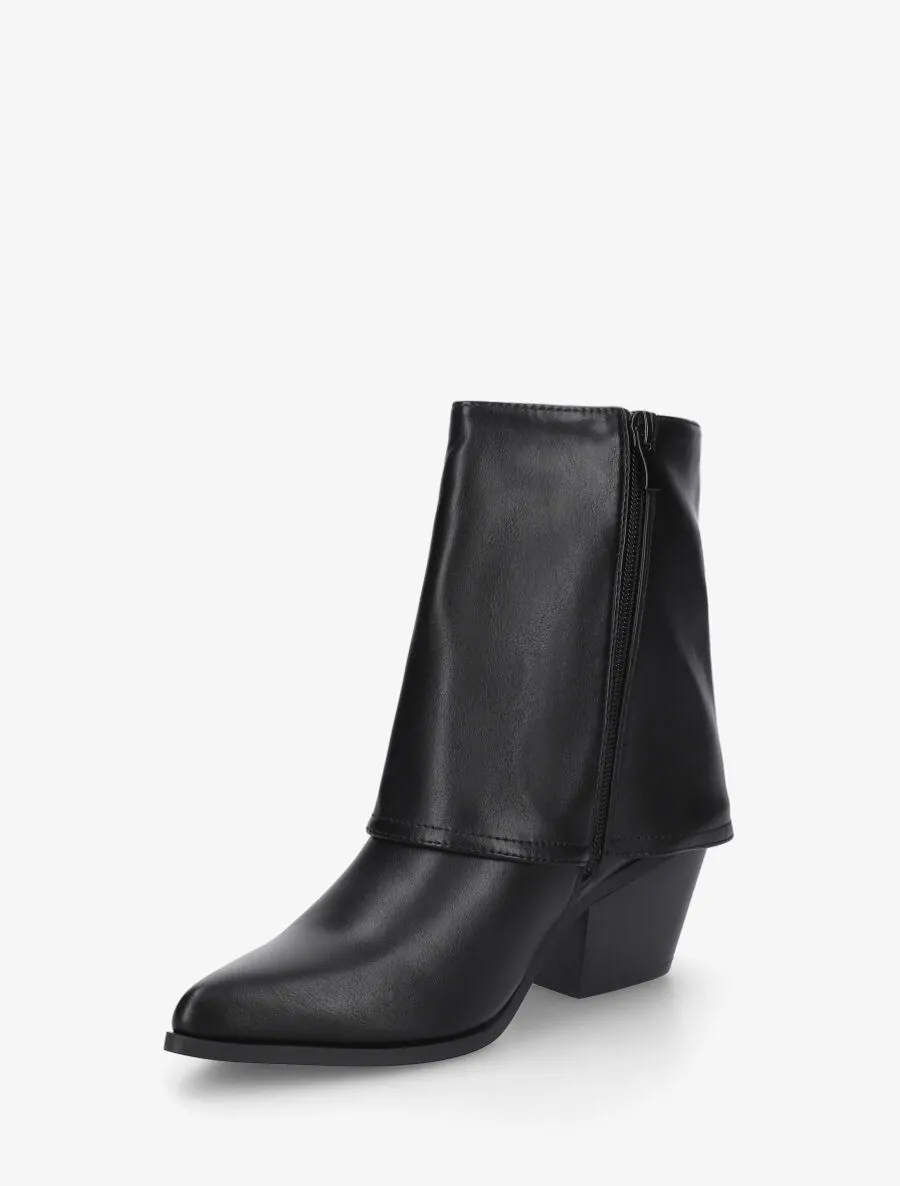 Bottines en simili à revers - Noir