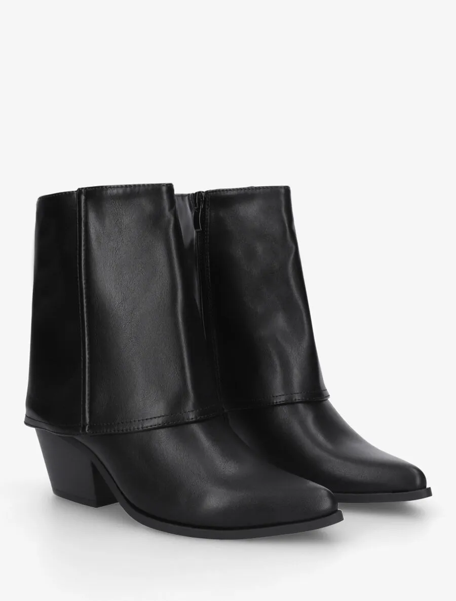 Bottines en simili à revers - Noir