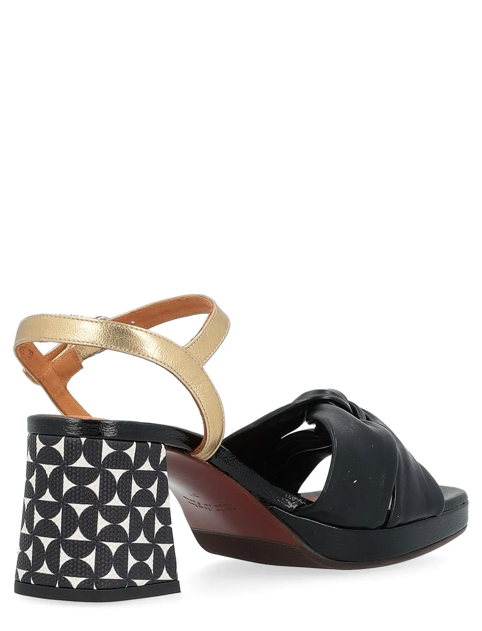 Chie Mihara Sandale Gelia en cuir noir et or