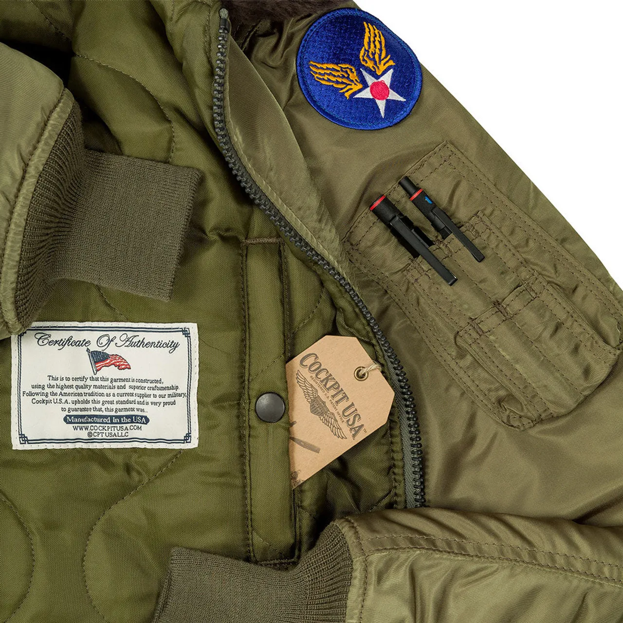 Cockpit USA B-15 Nylon Jacket AF Blue, Olive, USA Made