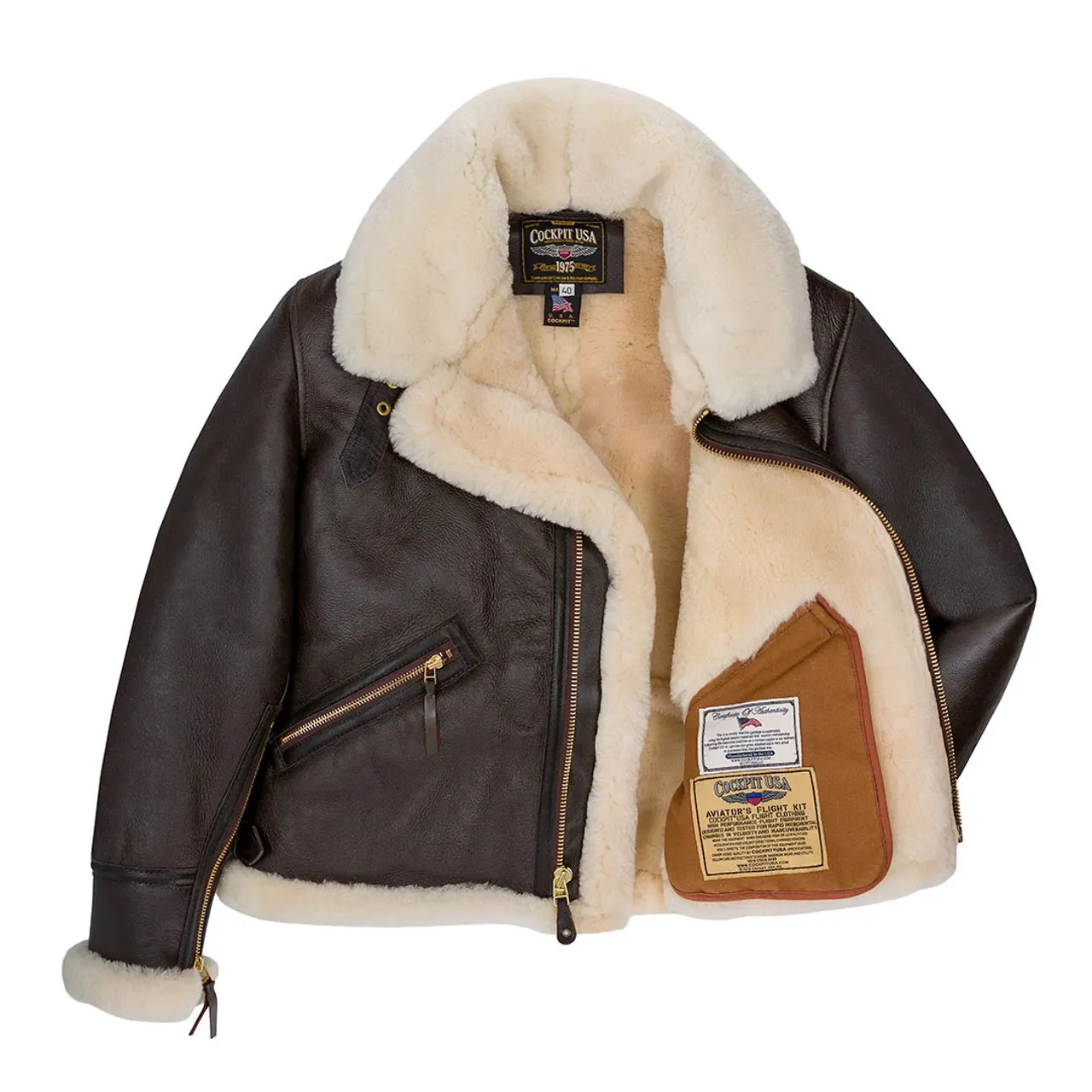 Cockpit USA Scout Sheepskin Jacket Brown USA Made