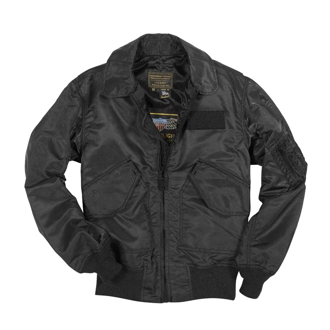 Cockpit USA US Fighter Weapons Jacket, Sage, Black, USA Made