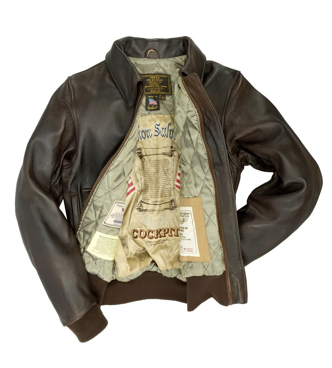 Cockpit USA Women's WASP A-2 Flight Jacket Brown or Black USA Made