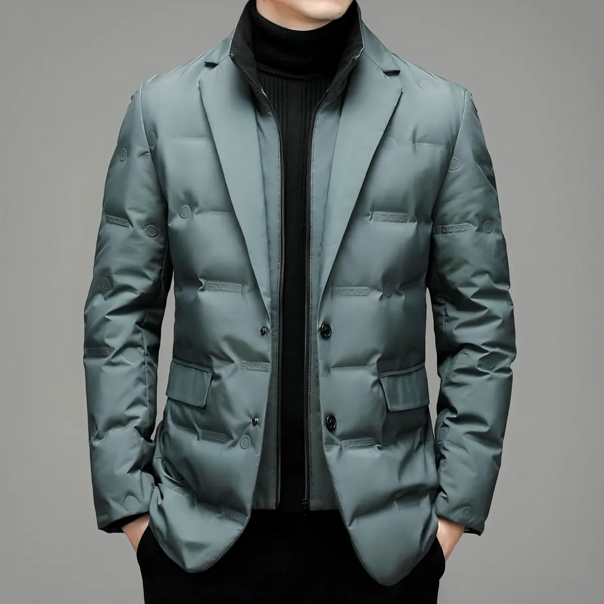 Doudoune cintrée style veste de costume pour homme • 