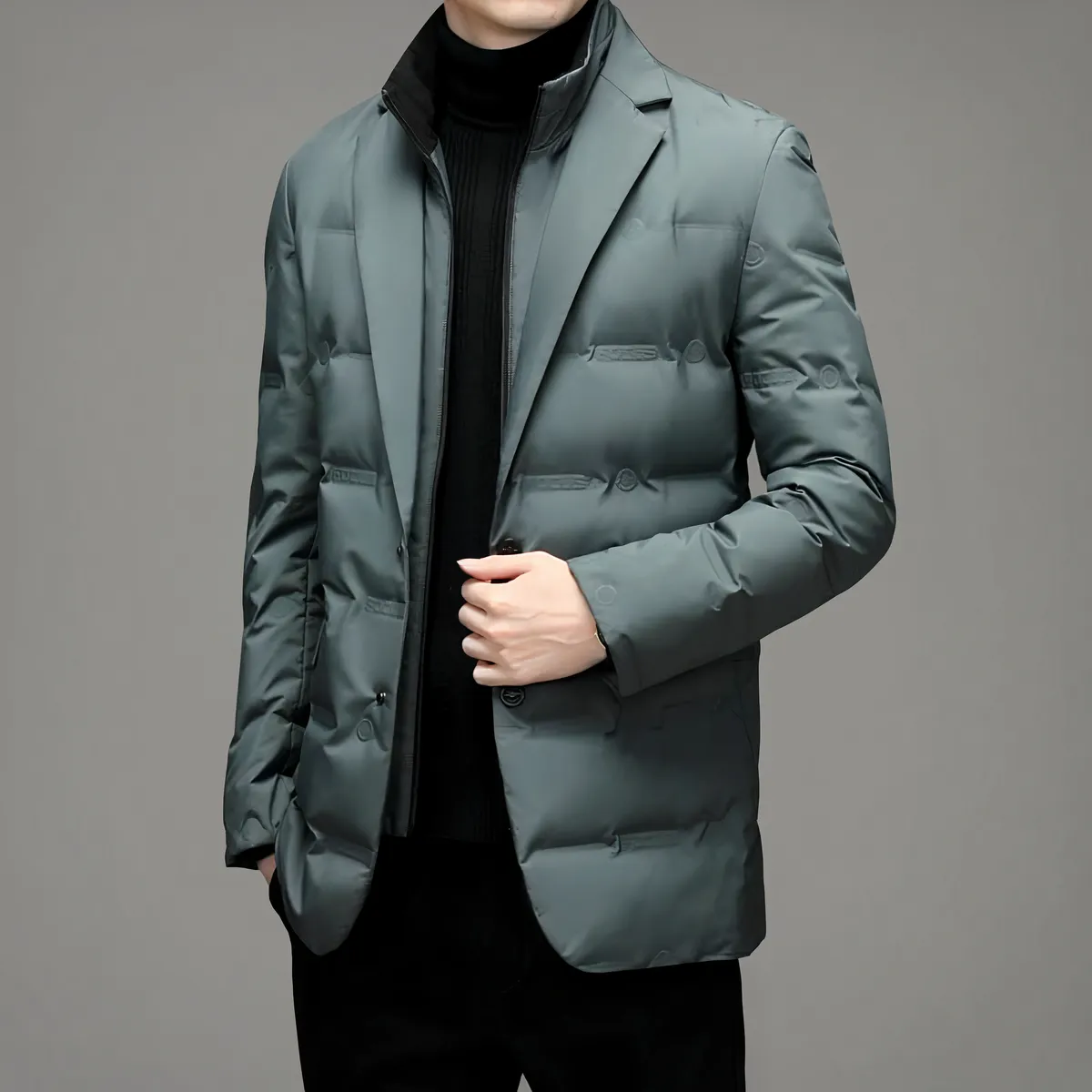 Doudoune cintrée style veste de costume pour homme • 