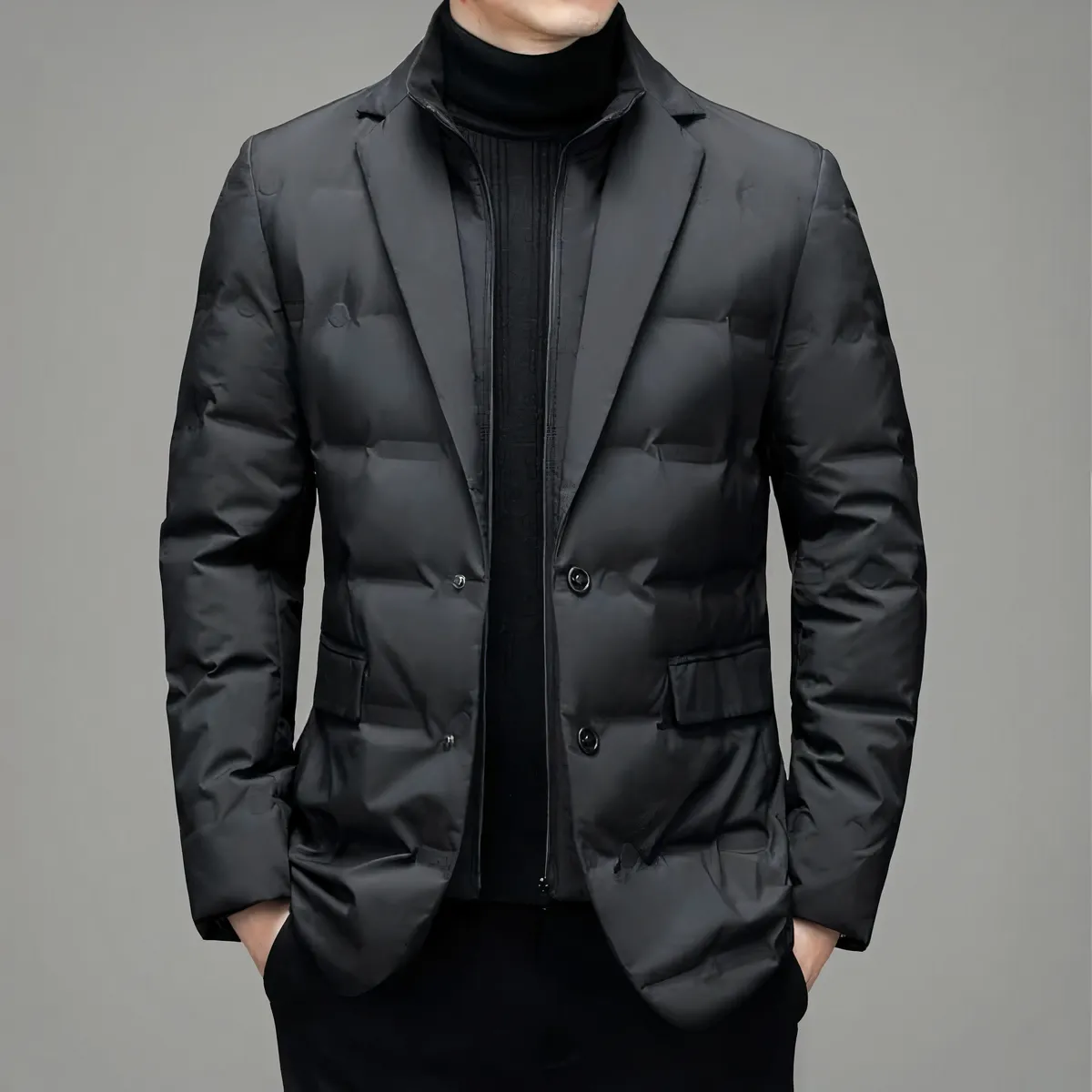 Doudoune cintrée style veste de costume pour homme • 