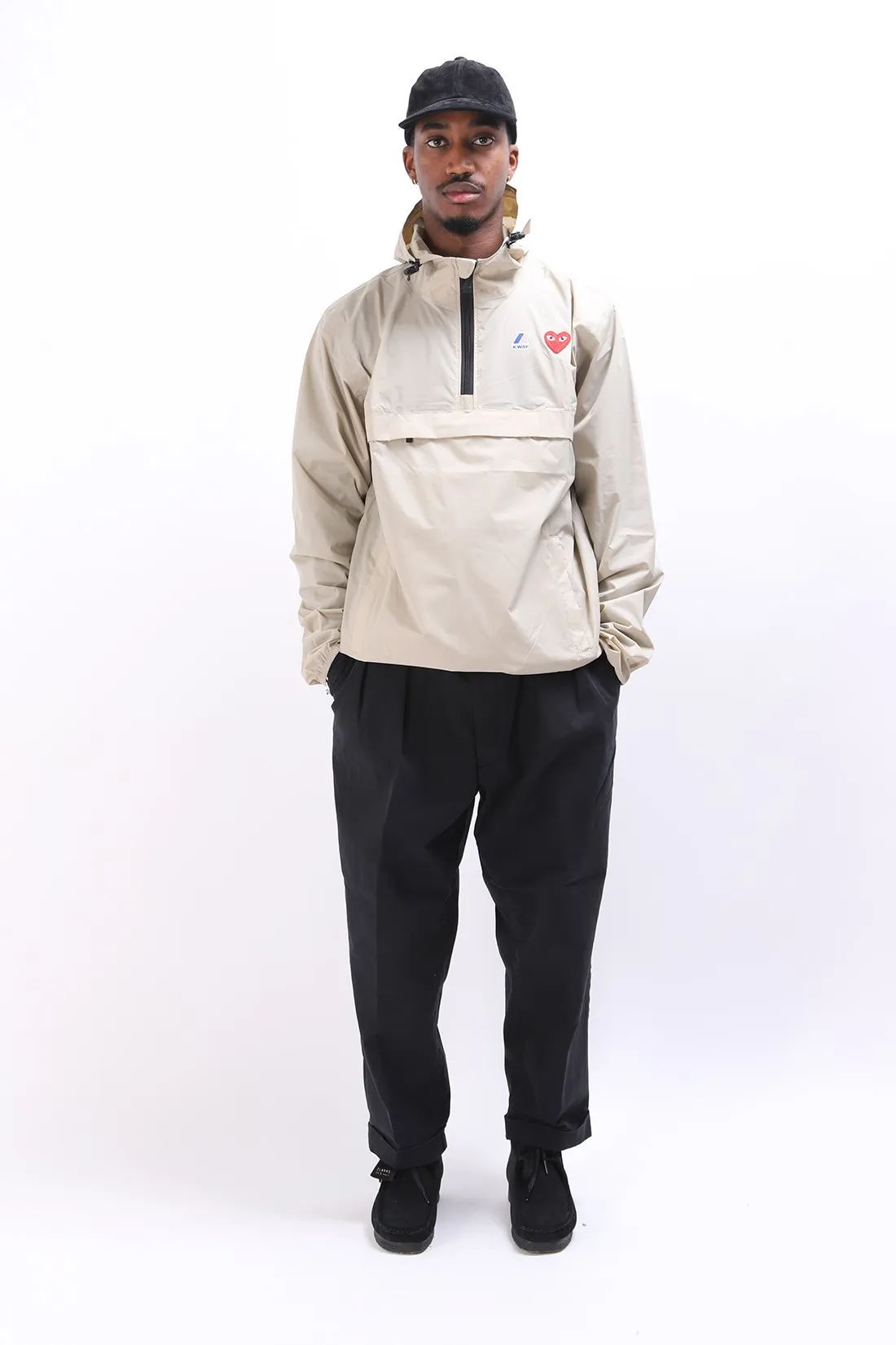 Kway x cdg Play cdg x k-way half zip Jacket beige - GRADUATE STORE