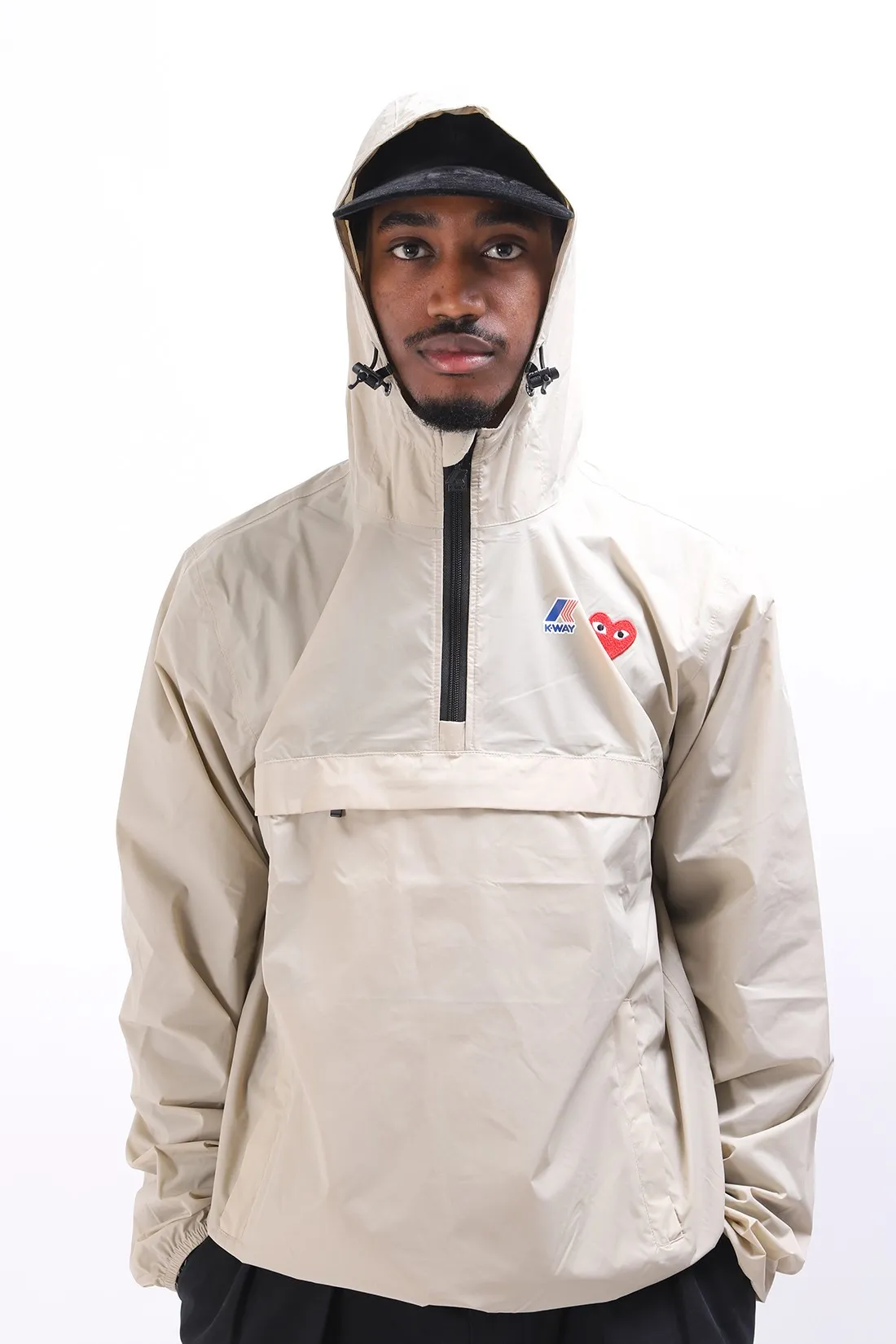 Kway x cdg Play cdg x k-way half zip Jacket beige - GRADUATE STORE