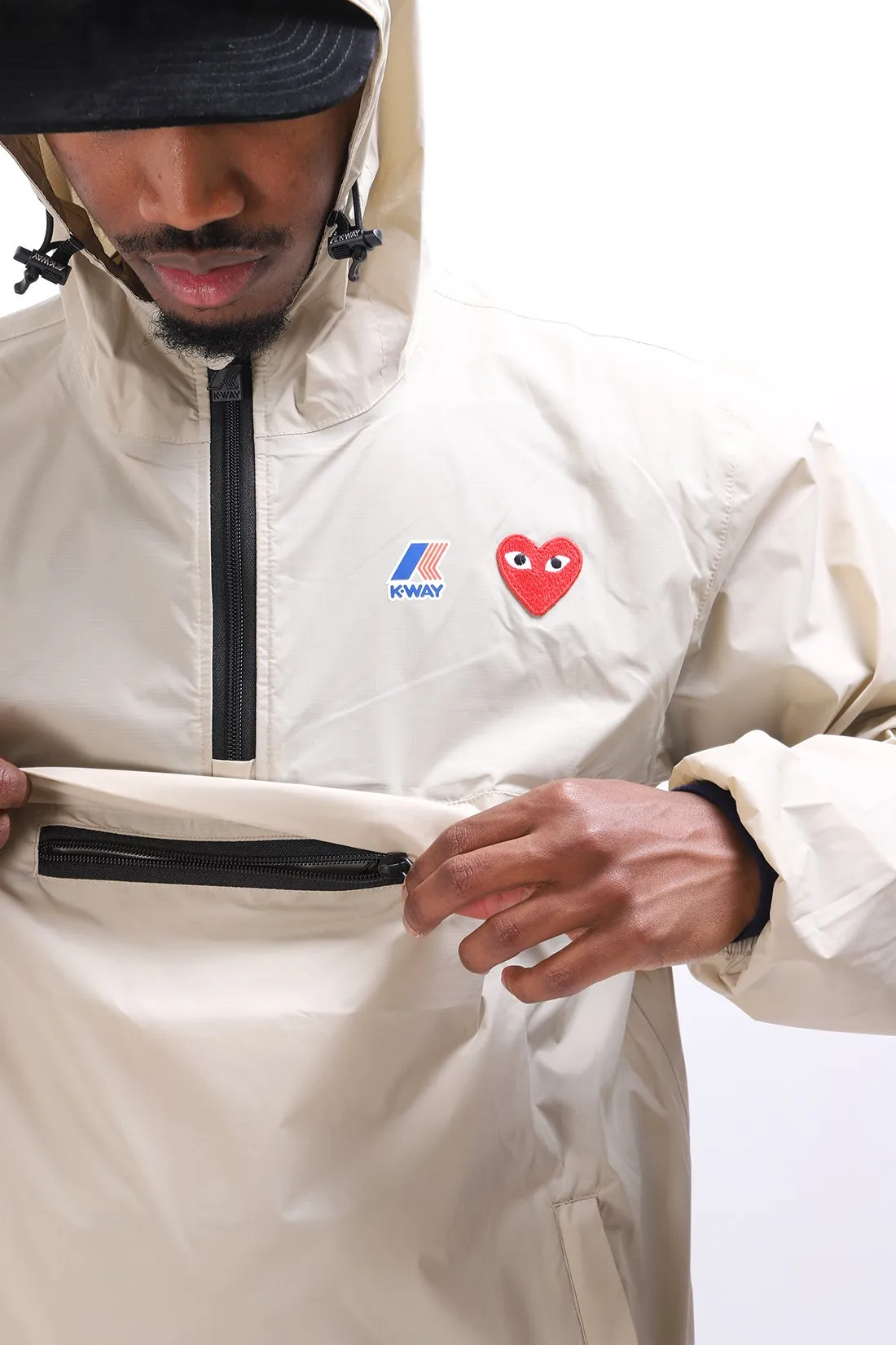 Kway x cdg Play cdg x k-way half zip Jacket beige - GRADUATE STORE