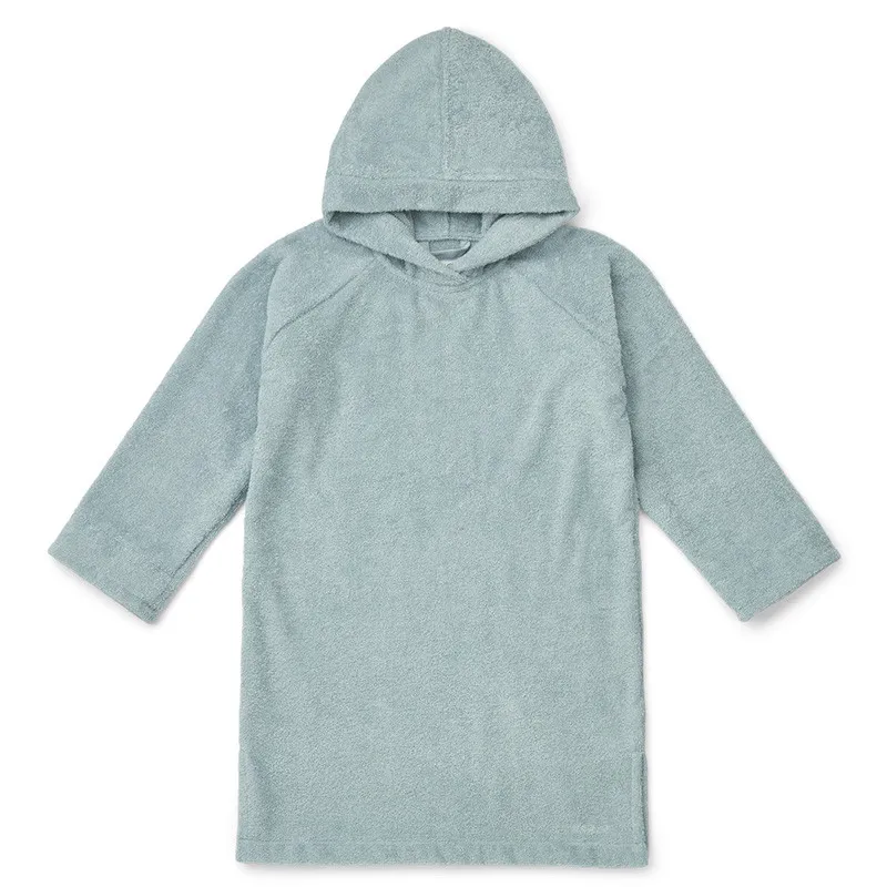 LIEWOOD - PONCHO PEIGNOIR EN COTON BIOLOGIQUE SEA BLUE - littlecasba.com