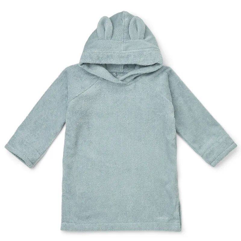 LIEWOOD - PONCHO PEIGNOIR EN COTON BIOLOGIQUE SEA BLUE - littlecasba.com