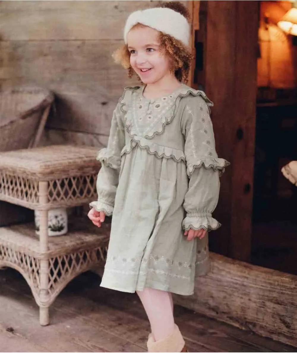 Louise Misha : Robe enfant Giena - 100% Green - Mer(e)veilleuse