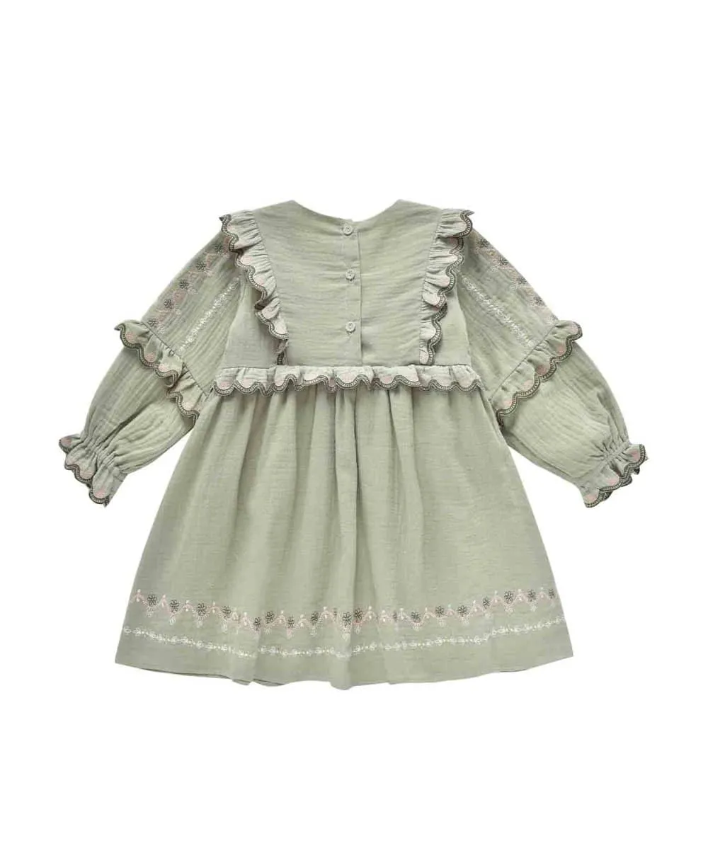 Louise Misha : Robe enfant Giena - 100% Green - Mer(e)veilleuse