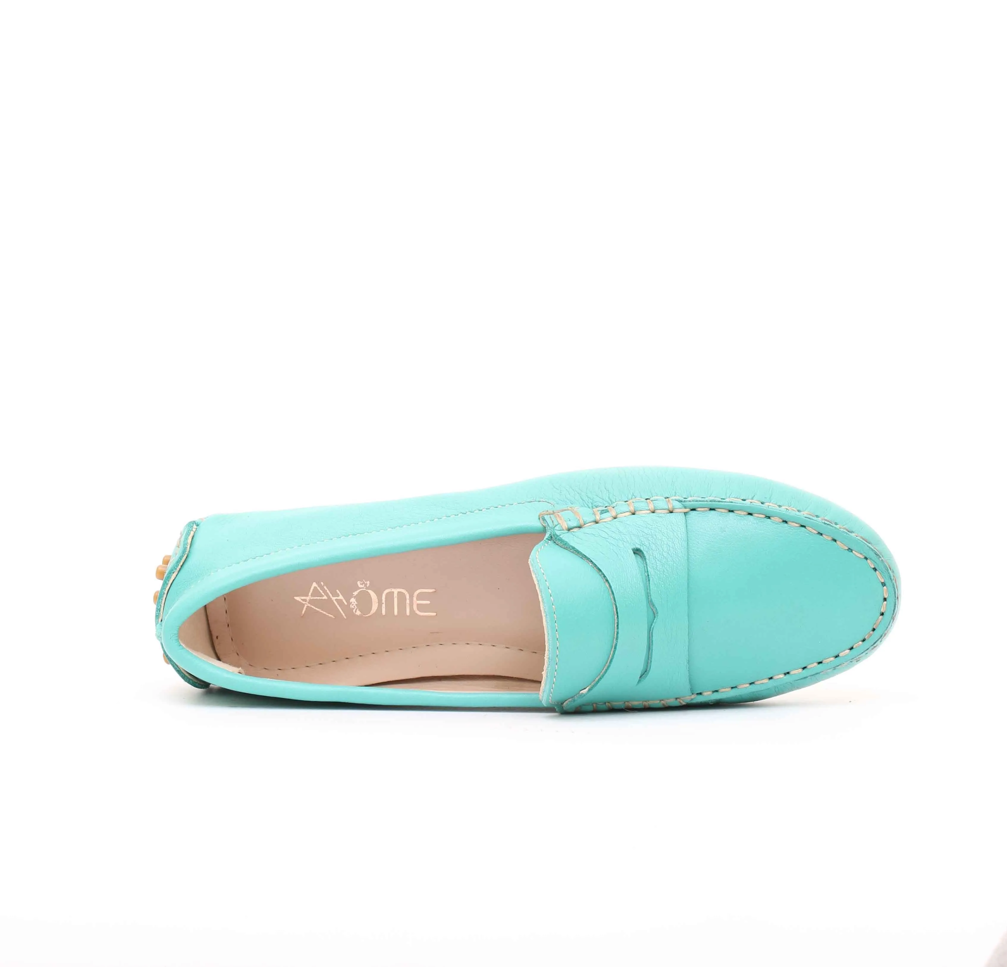 Mocassin en cuir vert eau  - 2020