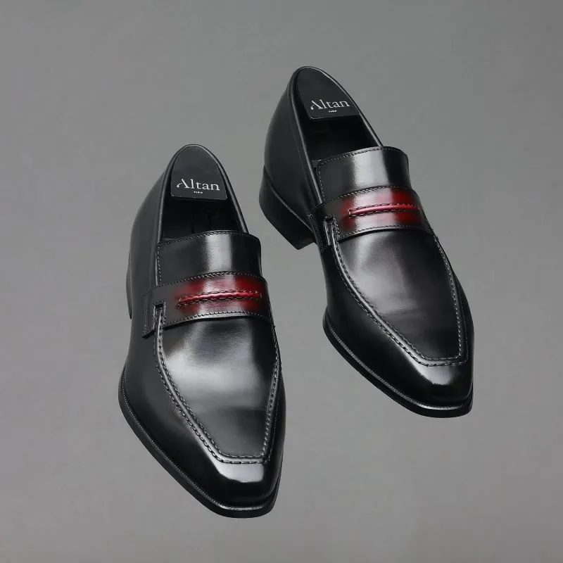 Mocassin Le Lincoln Noir et Strap Rouge