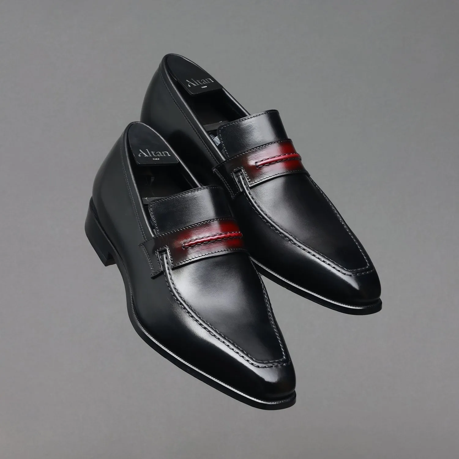 Mocassin Le Lincoln Noir et Strap Rouge