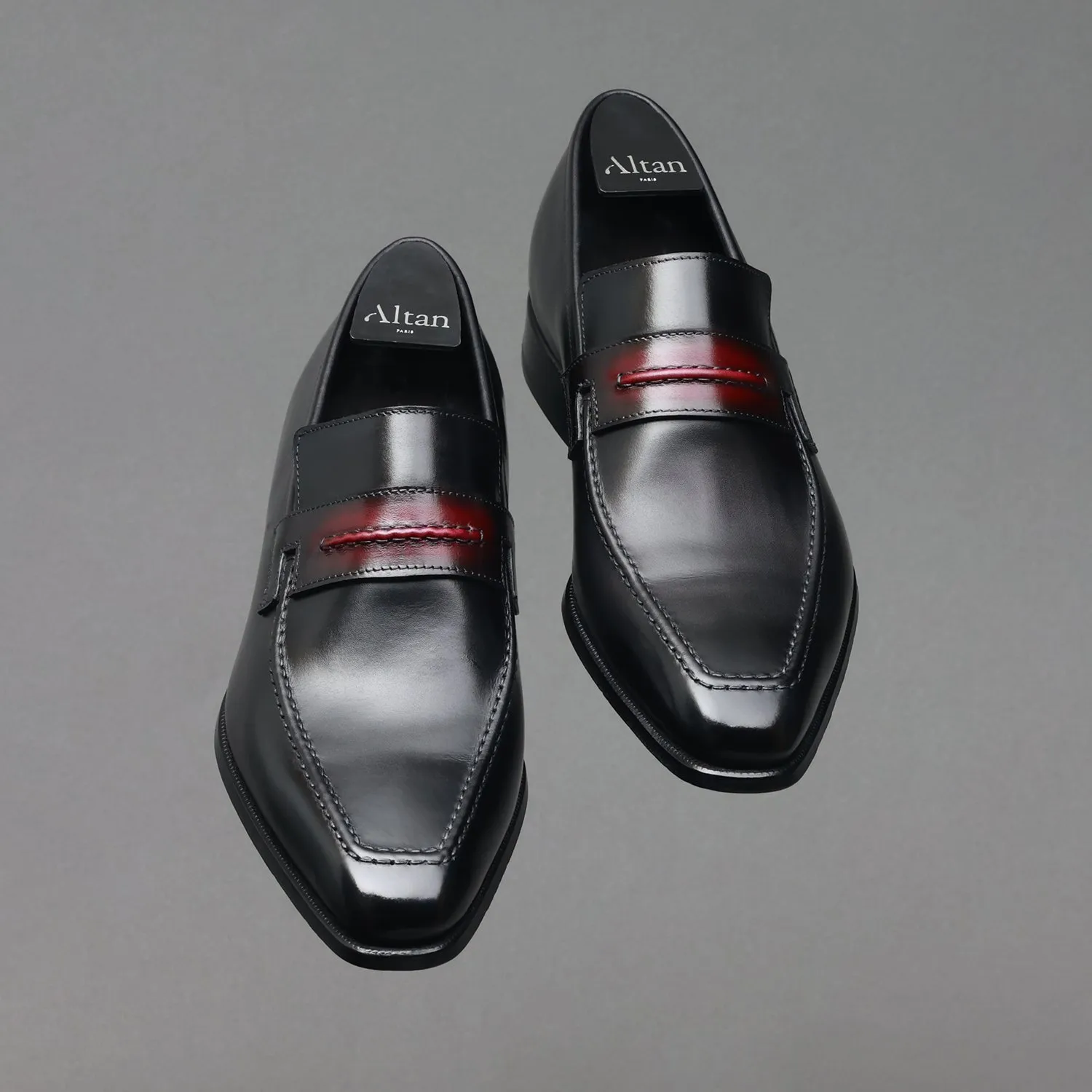 Mocassin Le Lincoln Noir et Strap Rouge