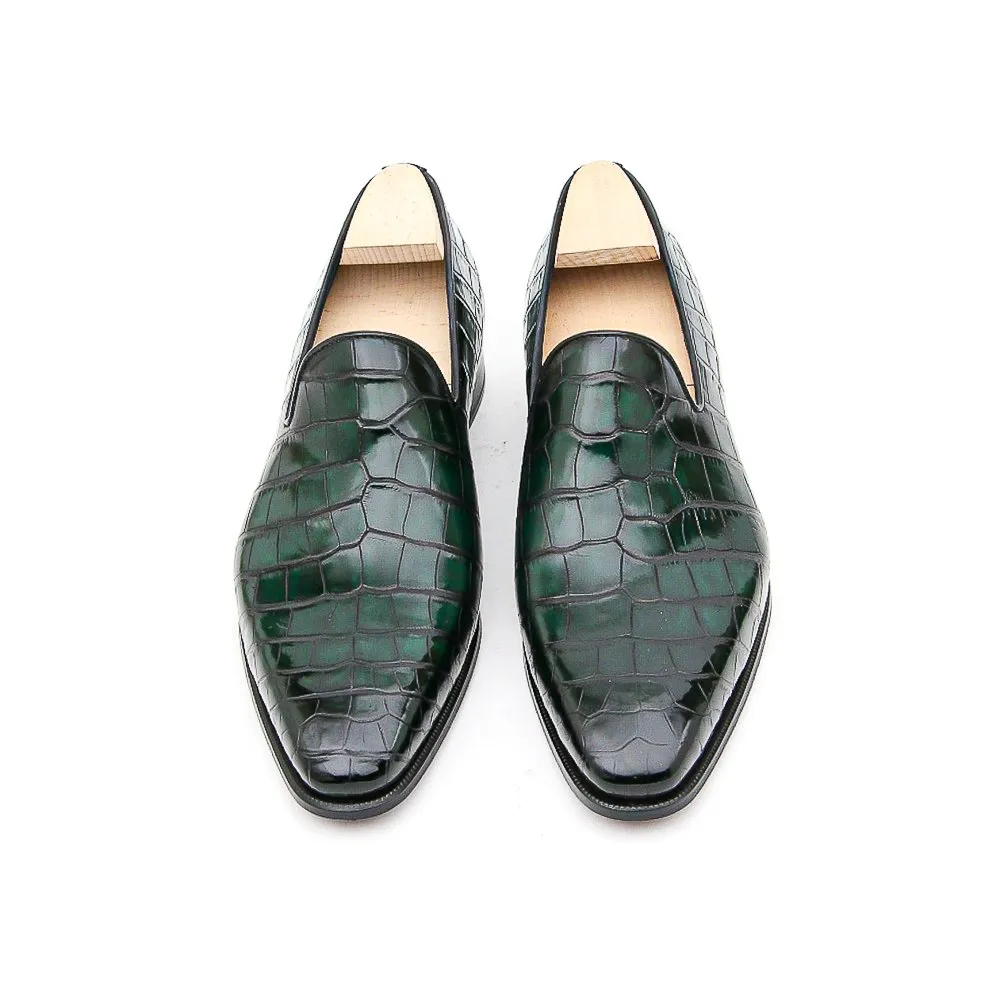 Mocassin Wholecut Green Alligator