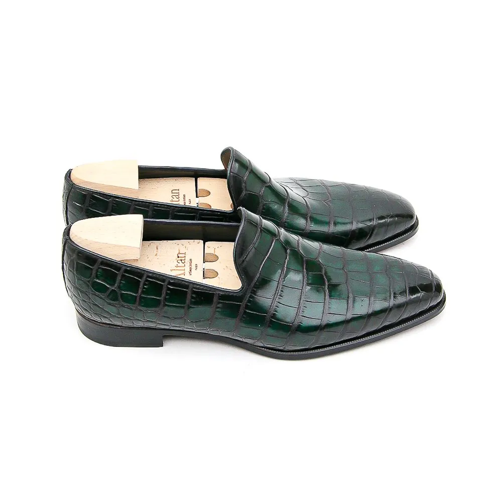 Mocassin Wholecut Green Alligator