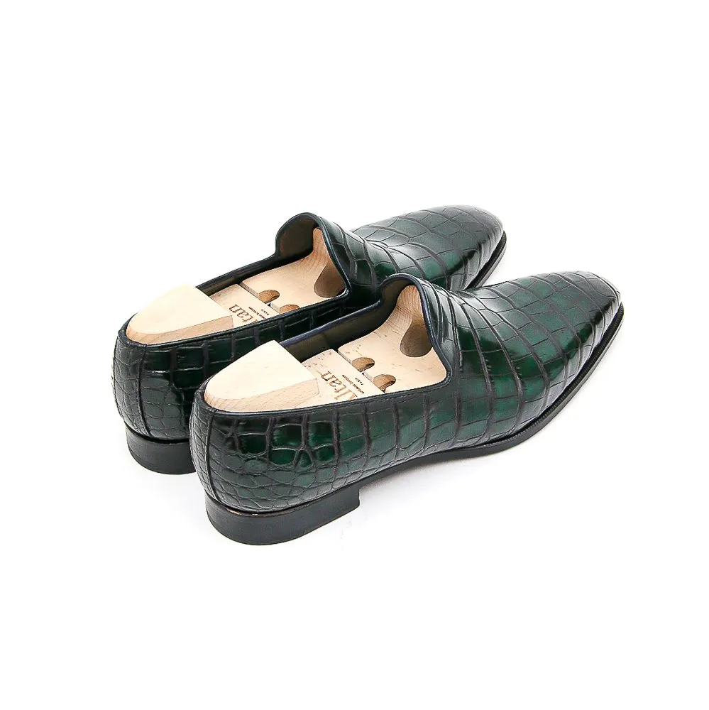 Mocassin Wholecut Green Alligator