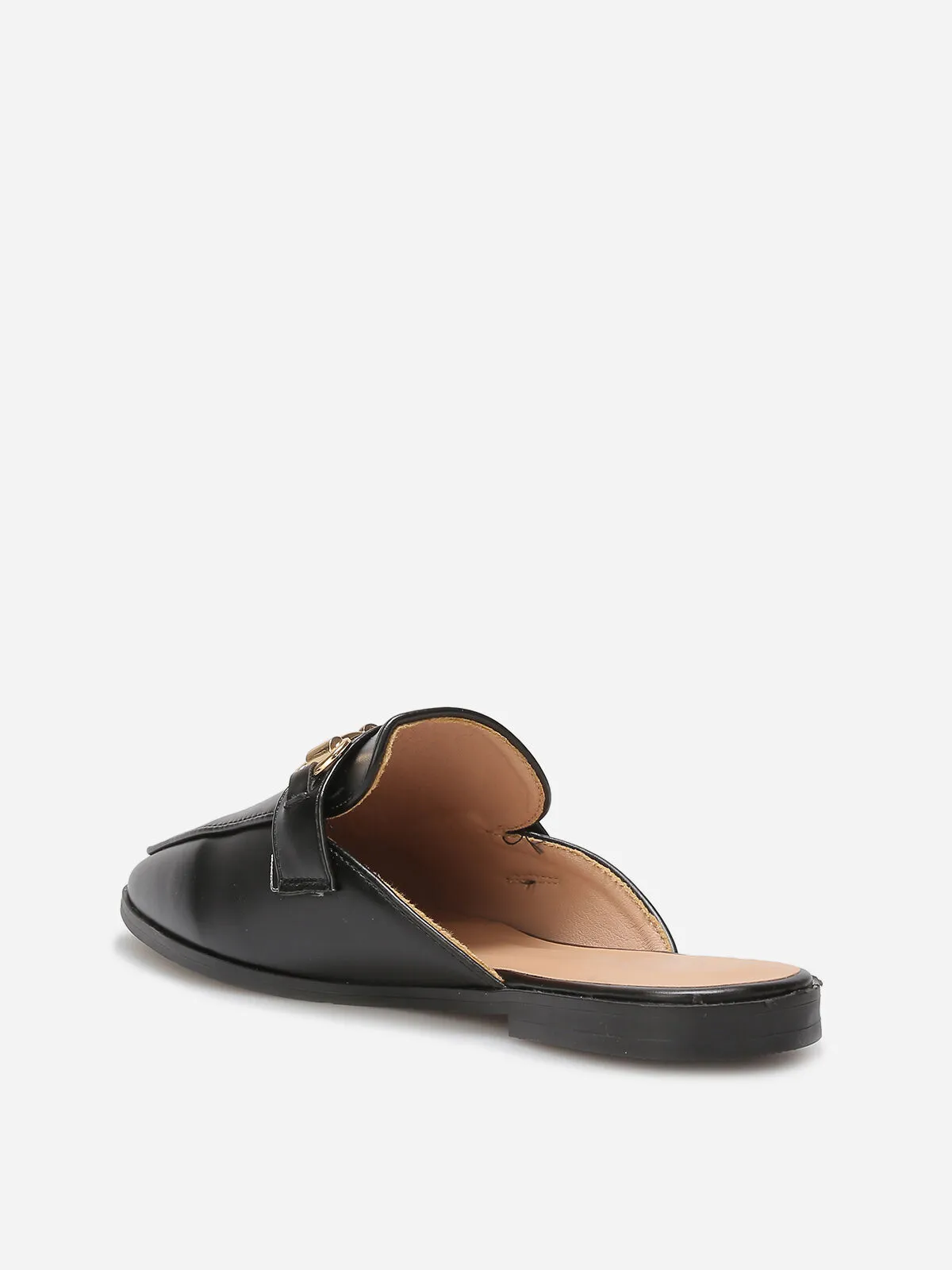 Mules style mocassin et mors doré- Noir