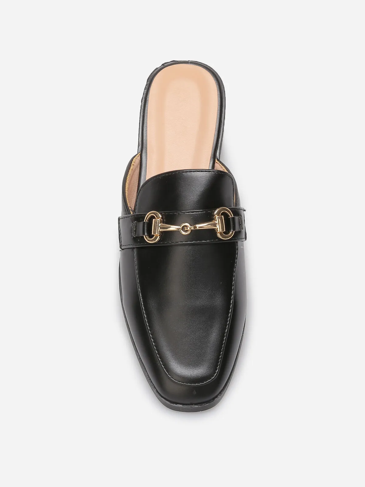 Mules style mocassin et mors doré- Noir