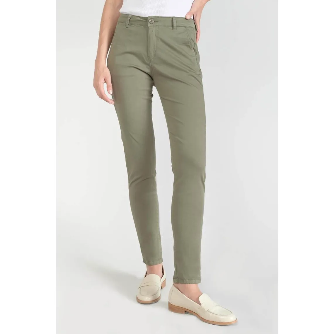 Pantalon chino Dyli3 kaki vert en coton | 3 Suisses