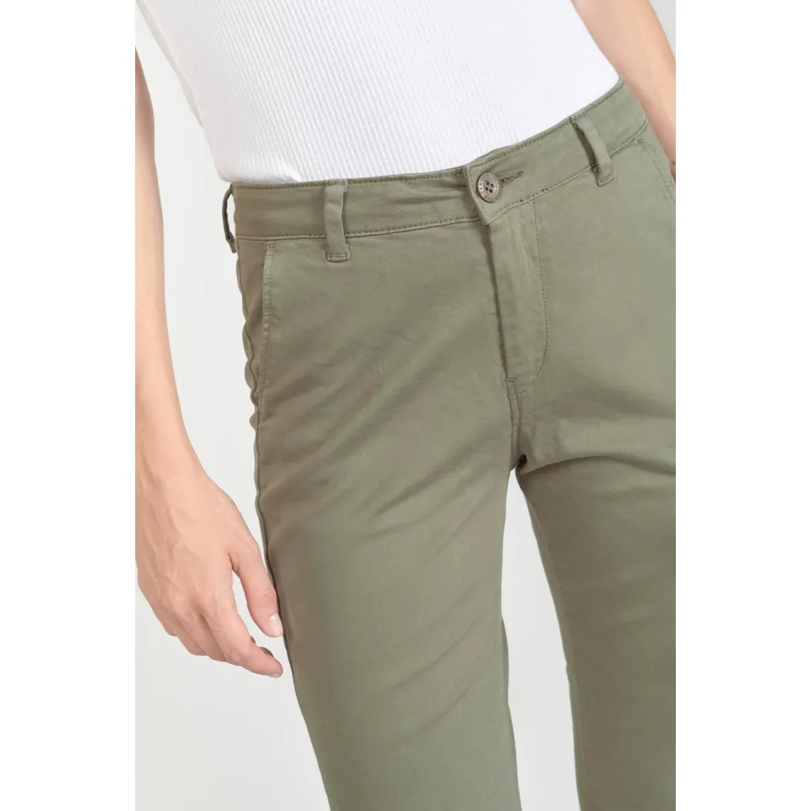 Pantalon chino Dyli3 kaki vert en coton | 3 Suisses