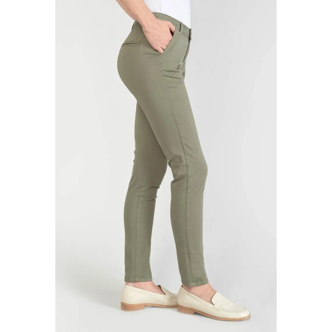 Pantalon chino Dyli3 kaki vert en coton | 3 Suisses