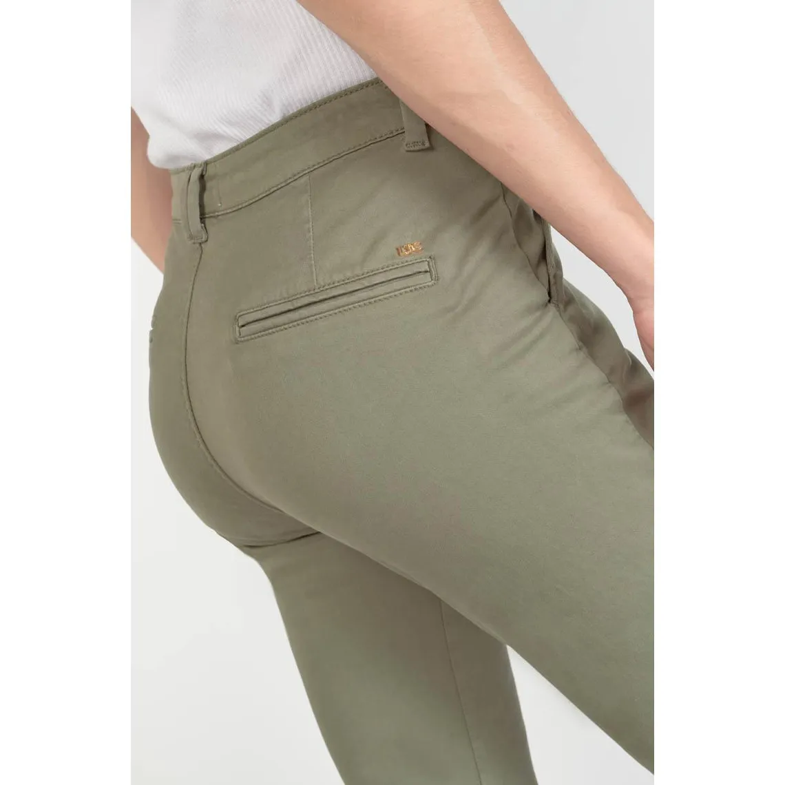 Pantalon chino Dyli3 kaki vert en coton | 3 Suisses