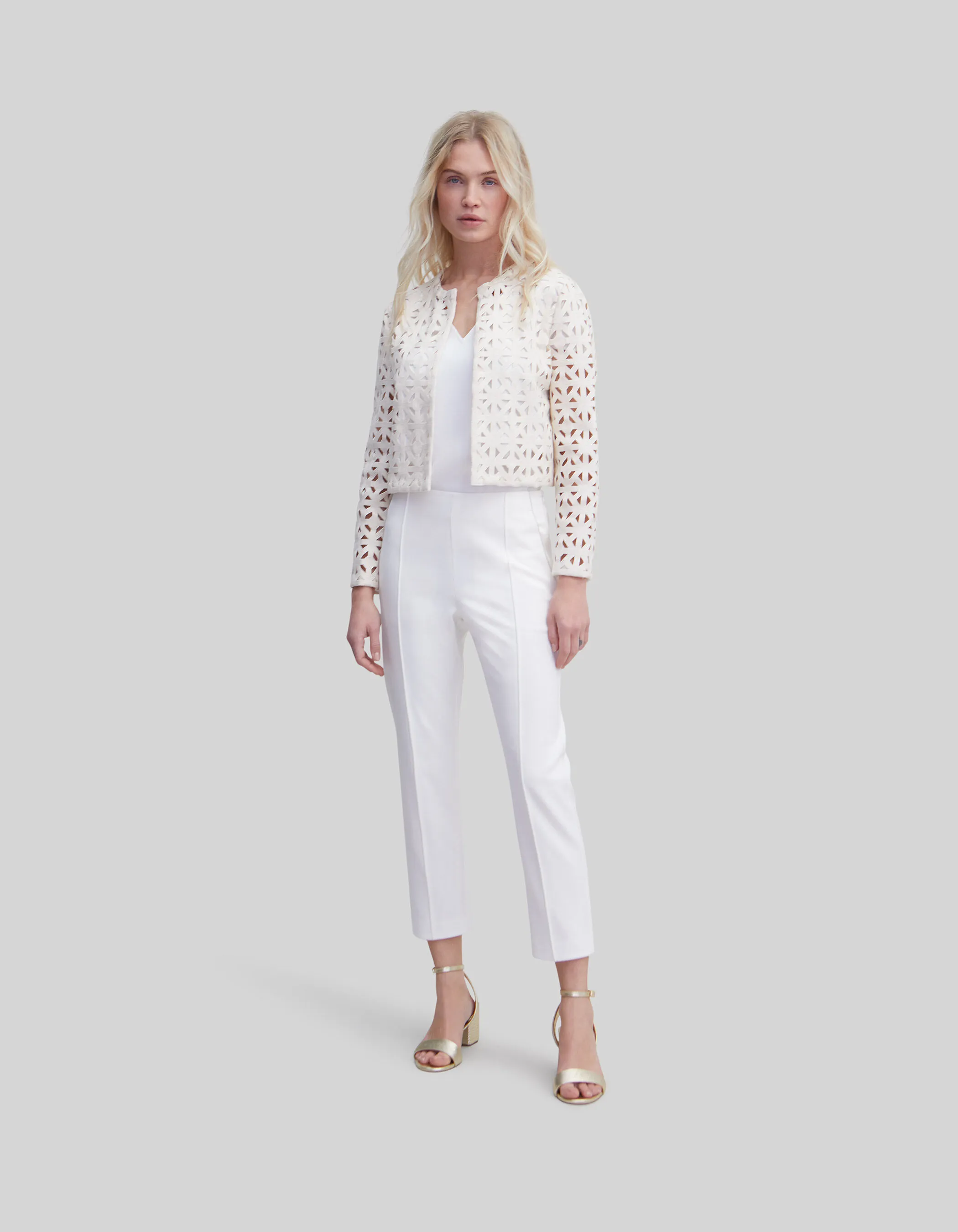 Pantalon de costume blanc décor microbilles Femme