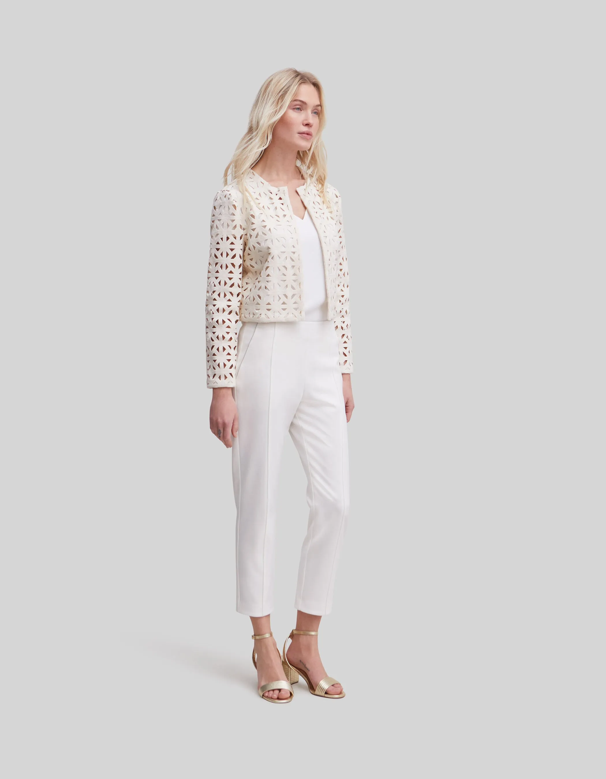 Pantalon de costume blanc décor microbilles Femme