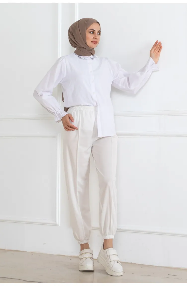 Pantalon De Sport Elastique 303-04 Blanc 303-04