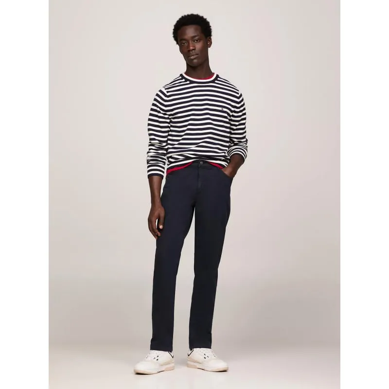 Pantalon denton structuré bleu marine homme - Tommy Hilfiger | wimod