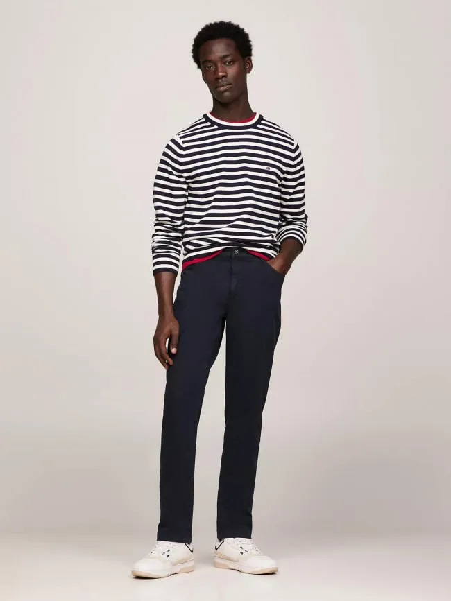 Pantalon denton structuré bleu marine homme - Tommy Hilfiger | wimod