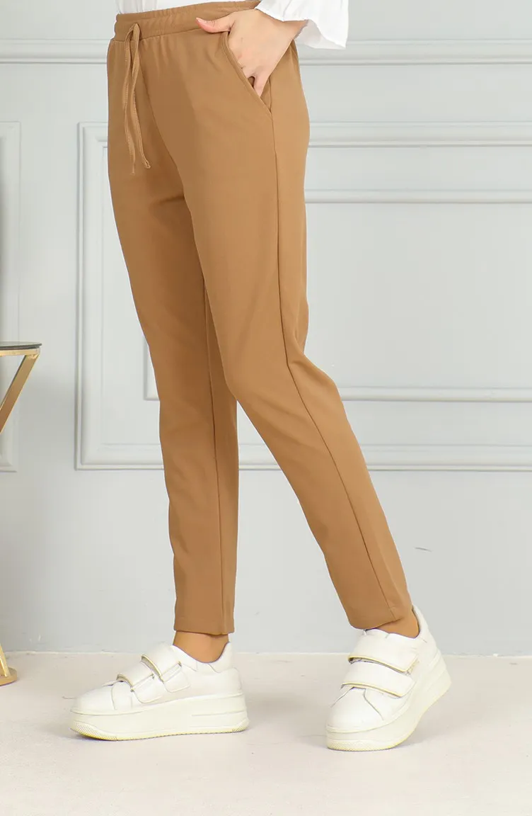 Pantalon Taille Elastique 0498-01 Café Au Lait 0498-01