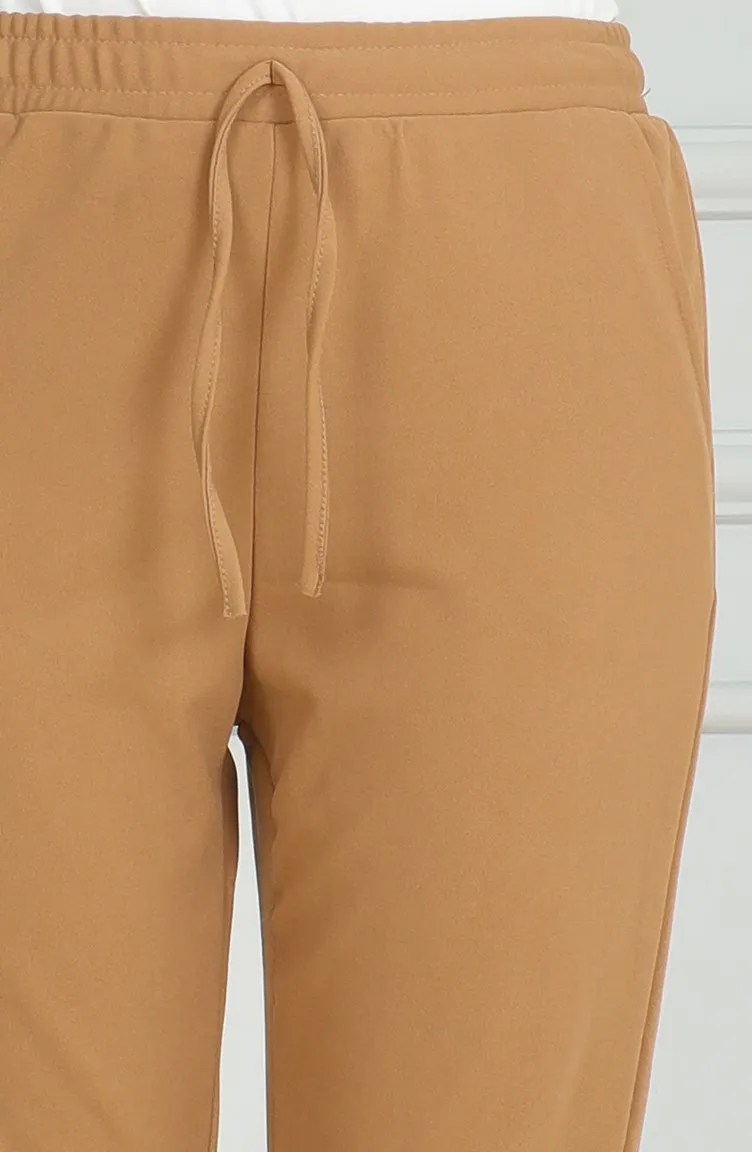 Pantalon Taille Elastique 0498-01 Café Au Lait 0498-01