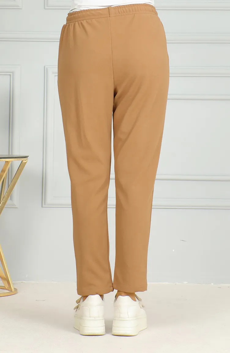 Pantalon Taille Elastique 0498-01 Café Au Lait 0498-01