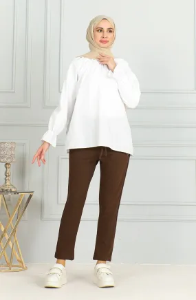 Pantalon Taille Elastique 0498-02 Marron 0498-02